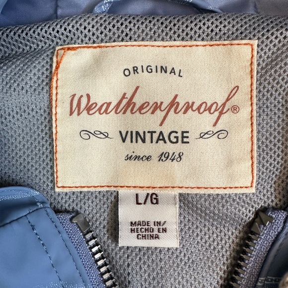 Weatherproof Vintage brand rain jacket sz LG periwinkle blue NWOT zip front - Picture 7 of 11